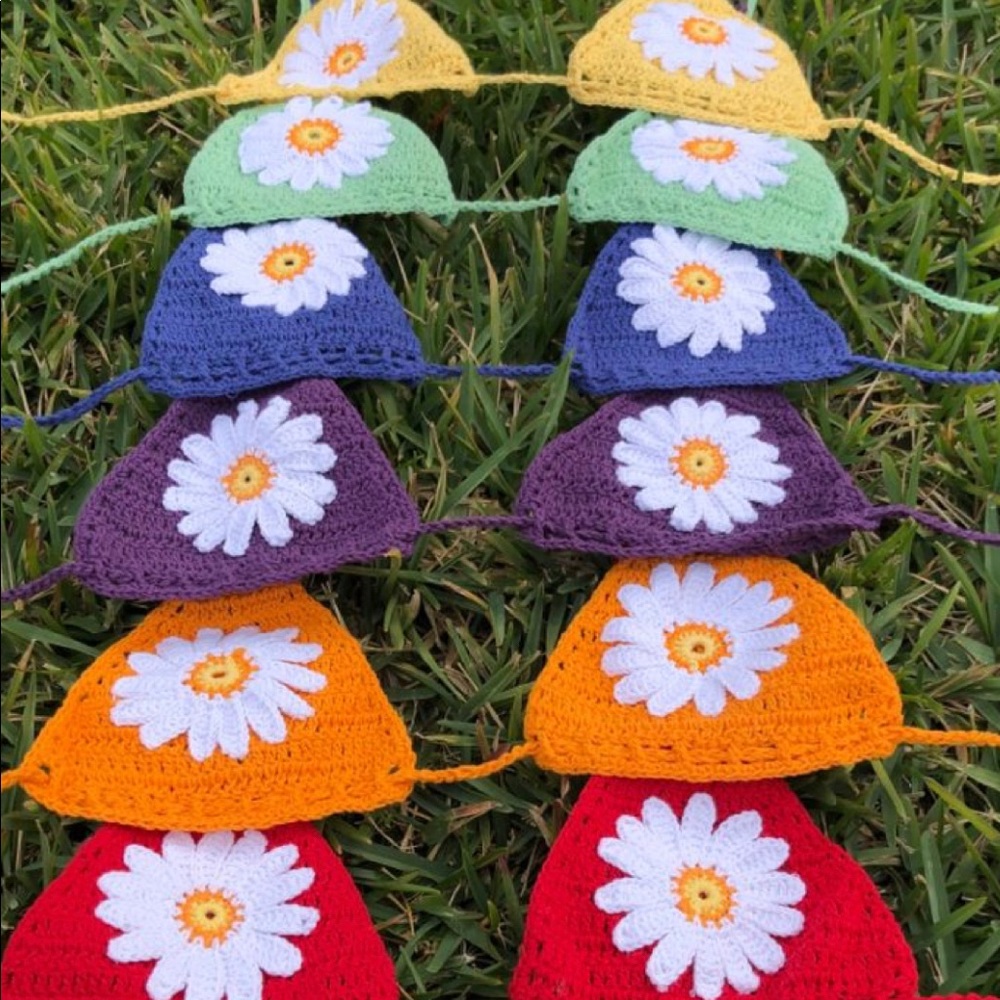 HANDMADE crochet bikini tops with flowers 🌸